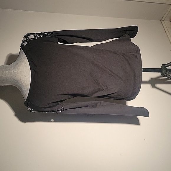 Sheilay Sparkly Black Block Neckline Long Sleeve Blouse, Size: M - Picture 5 of 7